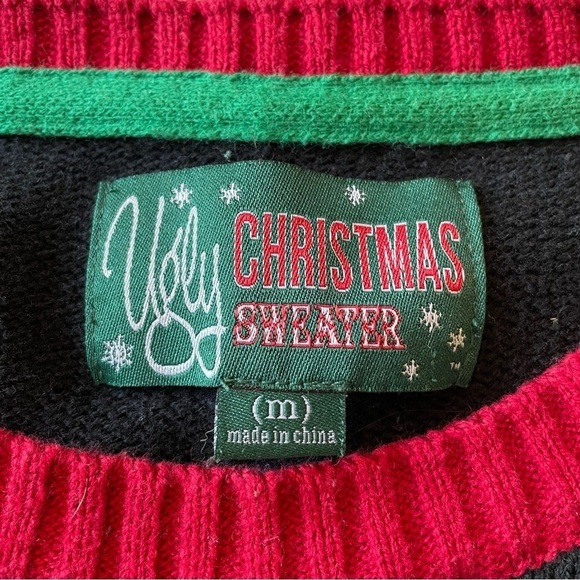 Ugly Christmas Sweater Santa Claus Reindeer Tree Snowflake Knit Sweater Medium - Picture 5 of 8